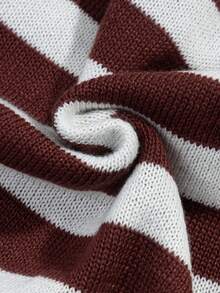 Officeau 春夏新款男士毛衣，复古商务休闲宽松条纹短袖V领套头针织衫，春夏皆宜 - 白色 - 查看 11