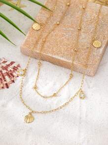 2pcs Elegant Minimalist Women's Waist Chain With Starfish, Seashell And Crystal Decoration, Ocean Style For Casual, Vacation And Beach