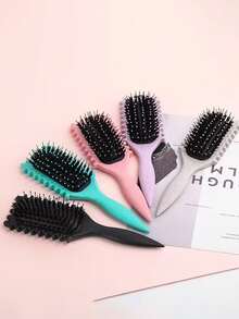 1 Ergonomic Double-Brush Curling Comb With Air Cushion Design - ABS Handle Suitable For Dry And Wet Hair Styling, Untangling, Scalp Massage, An Essential Home Travel Tool For All Hair Types - Multicolor - View 3