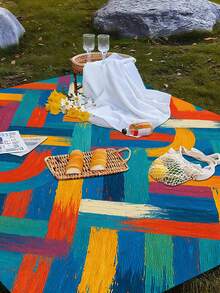 1 Set Sand Free Beach Mat With Hooks, Carry Bag And Sand Stakes, Suitable For Beach, Camping And Picnic