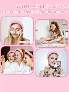 3pcs/Set Upgraded Thick Sponge Spa Headband And Wristband Set For Women, Suitable For Washing Face, Makeup, Skincare, SPA Use, Fluffy Sponge Headband And Wristband, Also Suitable As Birthday, Holiday, Date Gift For Family, Friends, Partners (3/2/1pc Available)