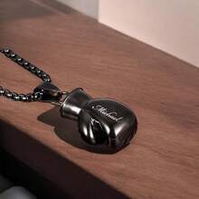 1pc Personalized Boxing Glove Necklace, Customizable Pendant, Father's Day Gift, Birthday Gift For Dad, Boyfriend, Husband - Multicolor - View 2