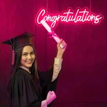 1pc Vibrant Congratulations Neon Sign - Neon Signs With USB Power, Switch, And Hanging Feature For 2025 Graduation Party Decorations, Class Of 2025 Celebration, And Photo Backdrop - Rose Red - View 7