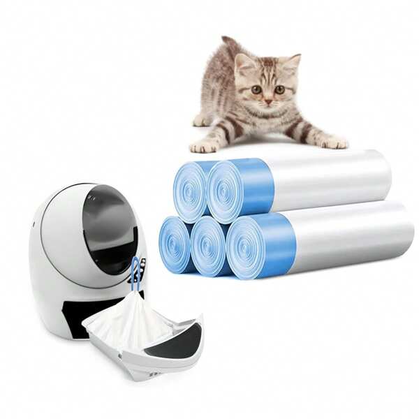 100 paquets de sacs pour litière de chat avec cordon de serrage, compatibles avec la boîte à litière pour chat Litter-Robot 3/4, sacs de rechange pour déchets et doublures de rechange