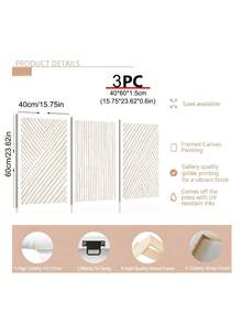 3 张无框帆布海报，现代艺术，抽象线条，适合大众审美，波西米亚艺术油画海报，卧室、客厅、餐厅、厨房、书房、走廊、宿舍房间装饰，送给朋友的理想礼物，壁画，壁画，墙壁艺术，家居装饰，房间装饰帆布画，海报 - 彩色 - 查看 5