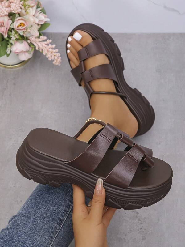 Sandalias de mujer con suela gruesa para el verano, de unicolor, suela blanda, diseño sencillo, moda cómoda y versátil