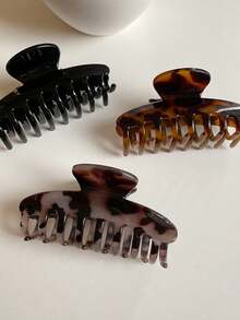 3pcs Vintage Hair Clips Set, Versatile Geometric Hollow Out Tortoiseshell Leopard Print Hair Claw Clips, Large Leopard Shower Hair Clips Hair Jaw Clip Hair Clamps Hair Clutch Hair Catcher Clip - Multicolor - View 1