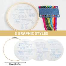 3 Set Embroidery Kit For Beginners Adults, Easy To Learn, Needlepoint Kits For Adults With Stamped Embroidery Patterns With Stamped Patterns, Embroidery Hoop, Colorful Threads, Tools,Christmas Gifts. - 3 Set - View 3