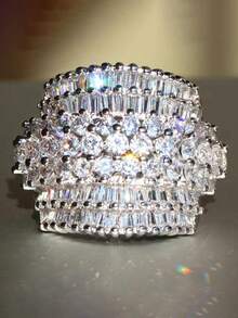 1 Chiếc nhẫn Cubic Zirconia tuyệt đẹp dành cho phụ nữ dùng để trang trí tiệc cưới, đính hôn, quà tặng ngày lễ tình nhân - 1 # - Xem 2