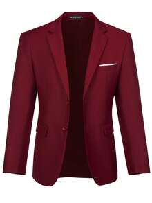 Chaqueta de traje para hombre, ropa de hombre de dos botones, elegante, de corte slim, de solapa única, blazer de fiesta para hombre, ropa formal de negocios para hombre, traje de boda, talla XS-3XL, ropa de vacaciones para hombre, regalo del Día de San Valentín para hombres - Burdeos - Ver 6