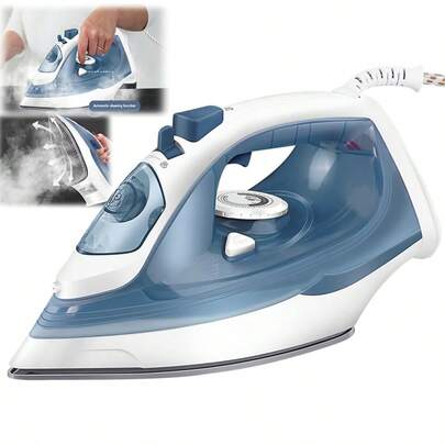Vandise 5-Temperature Adjustable Steam Iron With 2400W Powerful Steam, 350ml Large Water Tank, Non-Stick Stainless Steel Soleplate, Auto Shut Off, Self-Cleaning, Anti-Drip/Anti-Scale, Portable Travel Iron For Home Use, Clothes, Shirts, Pants, Dresses, Suits, Curtains, Fast Heating, Lightweight, Easy Storage