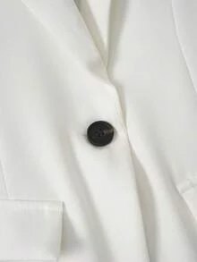 Women's Solid Color Lapel Long Sleeve Single-Breasted Casual Office Thin Jacket, Summer - White - View 6
