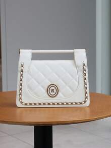 2025 New Summer French Style Rhombus Texture High-Quality Handbag, Luxury Fashion Chain Strap Square Crossbody Bag, Versatile Shoulder/Underarm Bag For Commuting - Multicolor - View 13