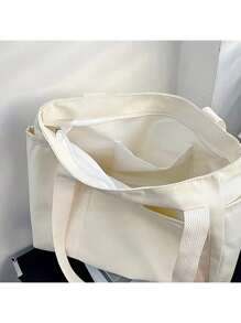 1 pièce/2 pièces Grand sac fourre-tout en canevas, sac à bandoulière avec plusieurs poches, sac de course réutilisable, facile à transporter avec une poignée confortable, pour un usage quotidien et comme cadeau. Sac à main portable pour l'école, le travail et les courses