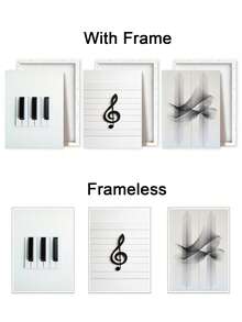 3pcs Musica Symbol Poster, Piano Keys Canvas Print Wall Arts, Spinning Figure Poster, Abstract Dance Art Prints, Minimalist Design Room Aesthetic, Contemporary Art Artwork, Modern Home Decor, Room Aesthetic, Posters, Ideal Gift, Optional Frame ,Wall Art With Frame