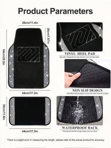 Bộ 5 thảm sàn ô tô hình kim cương lấp lánh, thảm pha lê lấp lánh, miếng lót gót chân PVC chống trượt, chống thấm nước, phù hợp với mọi loại xe SUV, Sedan, Van, dễ thương dành cho nữ giới, bộ 5 món (thảm sàn + bọc vô lăng), 4 thảm hình kim cương lấp lánh, 1 thảm ghế lái, 1 thảm ghế hành khách, 1 thảm ghế sau, 1 bọc vô lăng, phụ kiện nội thất ô tô, thảm bảo vệ đa năng mọi thời tiết. - Kiểu A - Xem 8