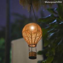 1pc Hanging Outdoor Garden Decor Hot Air Balloon Solar-Powered Rattan Lantern, Handwoven Vine Lampshade, Suitable For Home, Restaurant, Cafe, Tearoom Decor, With Switch Control, Solar Panel, Detachable Photovoltaic Battery, Waterproof Outdoor Solar Hanging Lamp, Holiday Decoration Outdoor Garden Yard Atmosphere Light Bedroom Decor Home Decor Wall Decor