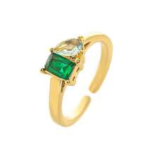 CIREY 1 pieza Anillo con piedra natal de diciembre chapado en oro de 18K, estilo de lujo casual, adecuado como regalo - Oro de 18 quilates con doble diamante - Ver 14
