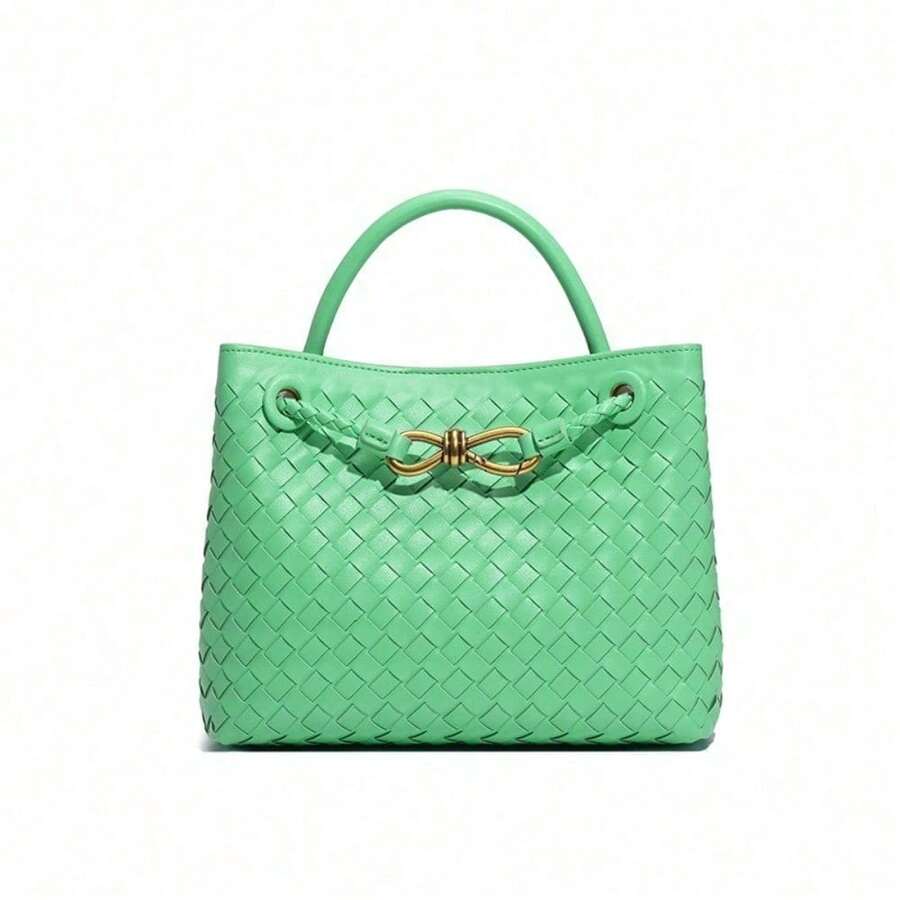 Braided Handbag 2025 New Metal Rope Buckle Niche Design Simple Shoulder Bag Large Capacity Crossbody Bag - B1747# Siren Green - View 1