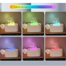 1 pieza Mini Difusor de aromas ultrasónico de 160ml con iluminación de 7 colores degradado tipo llama, con textura de craquelado, humidificador de aromaterapia visible para el hogar, oficina, escritorio, dormitorio, coche, se pueden agregar aceites esenciales