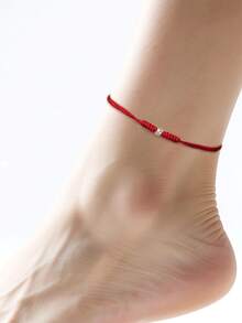 1 件幸运 S925 纯银貔貅吊坠红绳脚链，编织红绳脚链珠宝礼物，适合女士和女孩，情人节