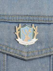 1pc Creative Cute Reindeer Antler Design Pin Badge, Positive Slogan Cartoon Animal Brooch Accessory Suitable For Men And Women, Fashionable Jewelry Gift For Friends