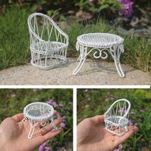 Accesorii pentru grădină de zâne, set de mobilier metalic în miniatură pentru decorarea ghivecilor de plante în aer liber și în interior, decor pentru casă de păpuși, mini masă și scaune, ornamente pentru ghiveci suculente, accesorii pentru micro-peisaj DIY, decorațiuni pentru casă de zâne, mobilier mic de grădină din fier cu arc, moară de vânt, indicator, cutie poștală, gard, umbrelă, coș de plantat - Multicolor - Vizualizare 16