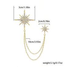 1pc Fashionable Rhinestone Star Brooch, Popular Jewelry Accessory For Women - Yellow Gold - View 5