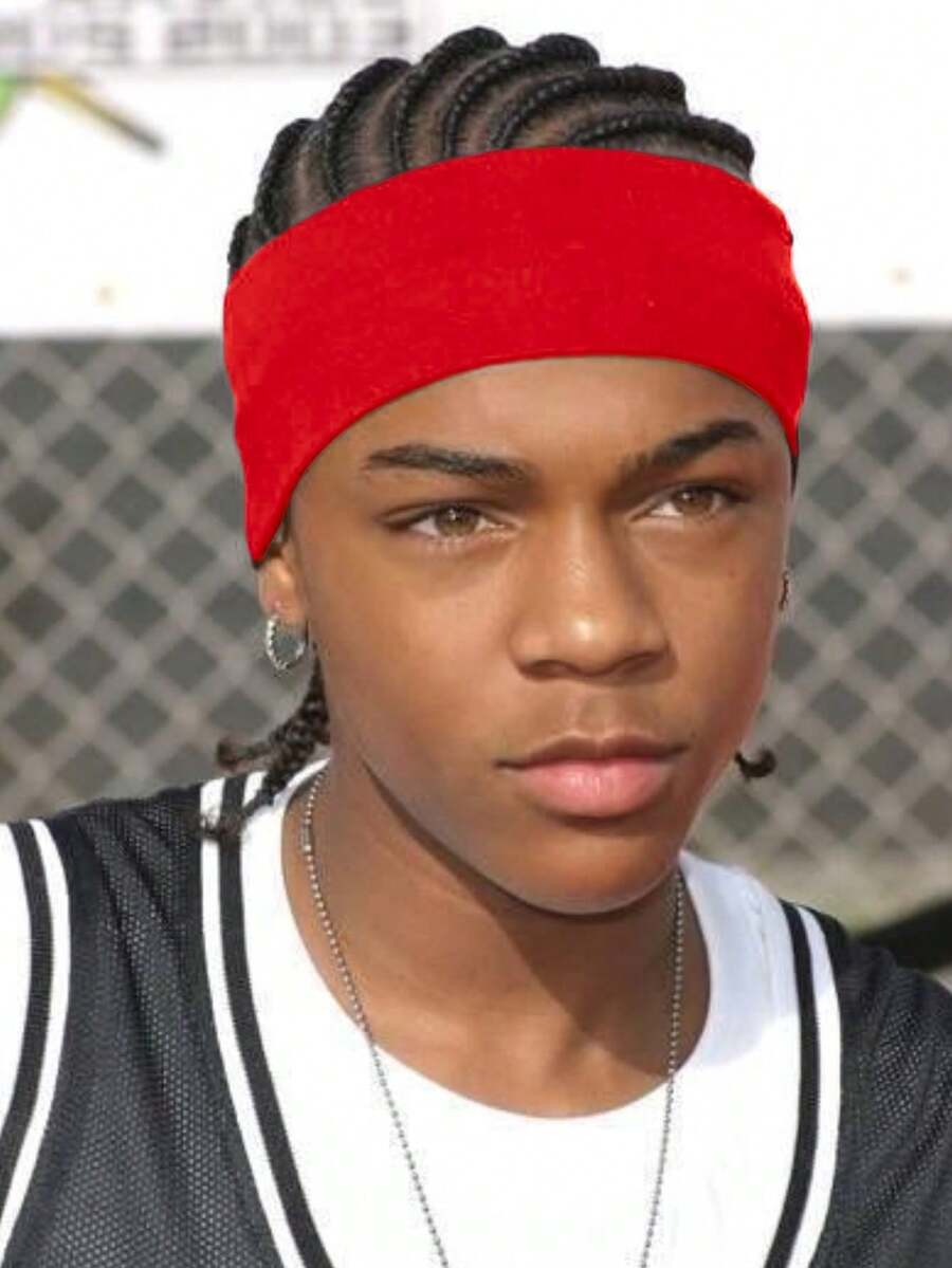 Men's Headband Sports Headband Elastic Basketball Headband Black Style Gym American Swag - 紅色 - 查看 1