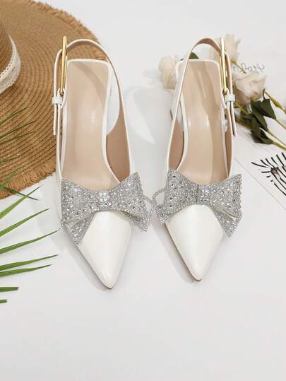 1对新款时尚闪亮合金水钻鞋夹，可拆卸鞋饰，适合女士高跟鞋和凉鞋