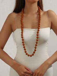 1pc Bohemian Style Multi-Layer Plastic Acrylic Beaded Necklace, Geometric Circle Pattern, Handmade, Suitable For Festival And Daily Wear - Bead Necklace - View 5