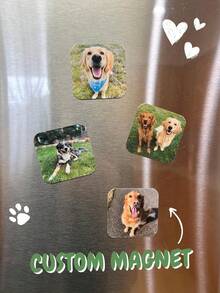 1pc Customized Photo Magnet, Personalized Pet And Family Photo Print Refrigerator Magnet, Pet Memorial Gift, Dog Lover Gift, Photo Paper Fridge Decor, Kitchen Souvenir, Housewarming Gift, Unique Gift, Keepsake - Multicolor - View 4
