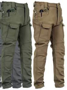 Men's Winter Soft Shell Fleece - Lined Charging Pants - Windproof, Waterproof & Thickened For Outdoor & Mountaineering - 04 - 查看 3