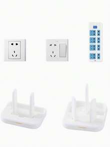 10个装插座盖婴儿安全保护器 - 儿童安全电源插头保护器带隐藏手柄方形插座盖适用于电源插座婴儿安全插头盖适用于儿童幼儿保护