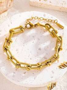 Titanium Steel Necklace, Fashionable And Versatile, Hiphop Inspired U-Shaped Design, Durable Color-Fast, Couples Bracelet