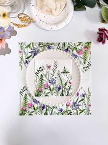 20pcs/Set, Spring Fresh Wild Flower & Plant & Herb Printed Napkins 10*10 Inch, Wedding & Tea Party & Decoration Tissue, For Restaurant & Kitchen,Christmas - Multicolor - View 10