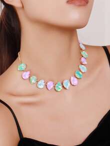 BOCAR 1pc Elegant Rhinestone-Encrusted Chain Necklace, Suitable For Daily Wear - Necklace - View 12