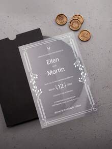 Invitación de boda de acrílico, invitaciones de fiesta, invitaciones personalizadas, invitación de acrílico, elegante invitación de boda de acrílico con RSVP, invitación de boda transparente - Multicolor - Ver 9