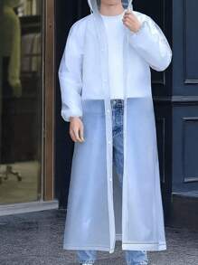 1 Stück zufälliger Farbton EVA Unisex Regenmantel lang, verstärkter wasserdichter Regenmantel, Herren/Damen mit Kapuze, wasserdicht, winddicht, schnelltrocknend, atmungsaktiv - ideal für Radfahren, Wandern und Outdoor-Abenteuer