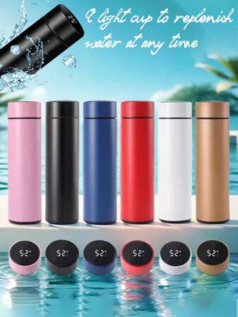 1 st 500 ml rostfritt stålmugg, enfärgad isolerad vattenflaska med axelväska, dubbelväggig vakuumisolerad mugg, läckagesäker resemugg för skolan, mors dag, födelsedag, helgdag, examen, utomhusbruk, bil