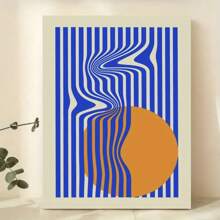 1 pièce Œuvre murale géométrique abstraite moderne à demi-cercle avec blocs de couleur, design d'art mural pour bureau ou studio avancé, peinture à suspendre avec cadre en option