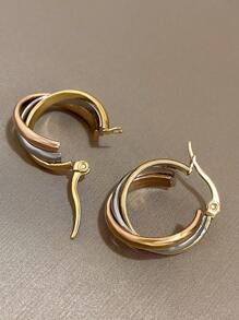 1Pair Multiple Colors Hoop Earrings Stainless Steel Earrings Golden Silver Rose Gold Earrings Simple And Elegant Hoop Earring For Women Teen Jewelry Gifts