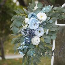2pcs/Set Artificial Simulated Roses Wedding Decoration Flower For Wedding Birthday Holiday Party Home Festivals Indoor Outdoor Table Wall Door Window Chair Decoration Fake Flowers, Valentine's Day Decoration, Mother's Day Decoration - Màu xanh lam - Xem 3