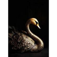 1 件动物黑金鹰狮帆布画金属海报墙艺术北欧鹿虎狼天鹅美学画客厅装饰可选框架