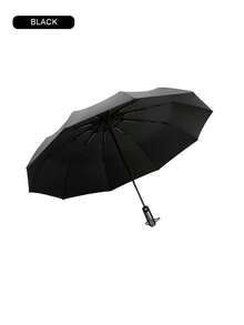 [Minimum Order 1pc] 10 Ribs Fully Automatic Black Coating UV Protection Umbrella, Rain & Sun Use, One-Touch Open & Close Wind Resistant Folding Umbrella, Custom Business/Wedding/Promotion Gift, Printable Logo/Text/Image Summer Cooling,Beach,Travel