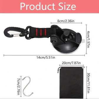 5pcs S-Hooks Velvet Bag Suction Cup Anchor Camping Hooks, Suction Cups Super Strong With Dust Cover, Suitable For Car Side Awning, Tent Tarpaulin Camping Accessories