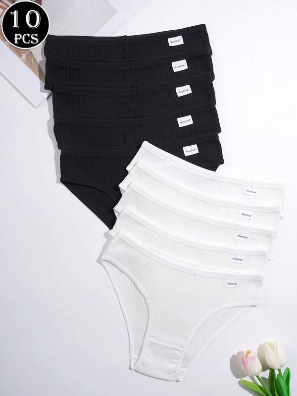 10pcs Women's Sexy Ribbed Cotton Panty Underwear Lingerie Women Seamless Comfy Panties Underwear