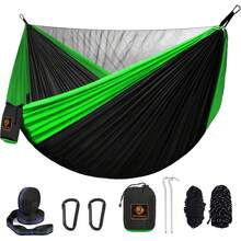 Camping Hammock, Portable Hammocks With Mosquito Net,Lightweight Nylon Parachute Hammock With 10ft Tree Straps,Camping Gear Must Haves For Travel Hiking Backpacking Beach Patio - Grey - View 8
