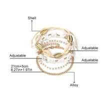 4 Stücke/Set Damen Mode Muschel & Perlen Fußkette, bohemische Strandschmuck für die Füße