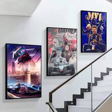 1pc/3PCS Wall Arts Posters Optional Frame 1 F1 Racing Driver Poster Sea Newspaper Printing Home Living Room Bedroom Entrance Bar Cafe Art Painting Decoration Frameless/Framed Canvas Art ,Wall Art With Frame